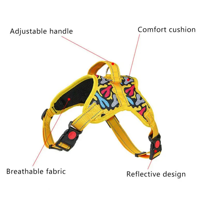 Reflective Dog Harness - Yellow