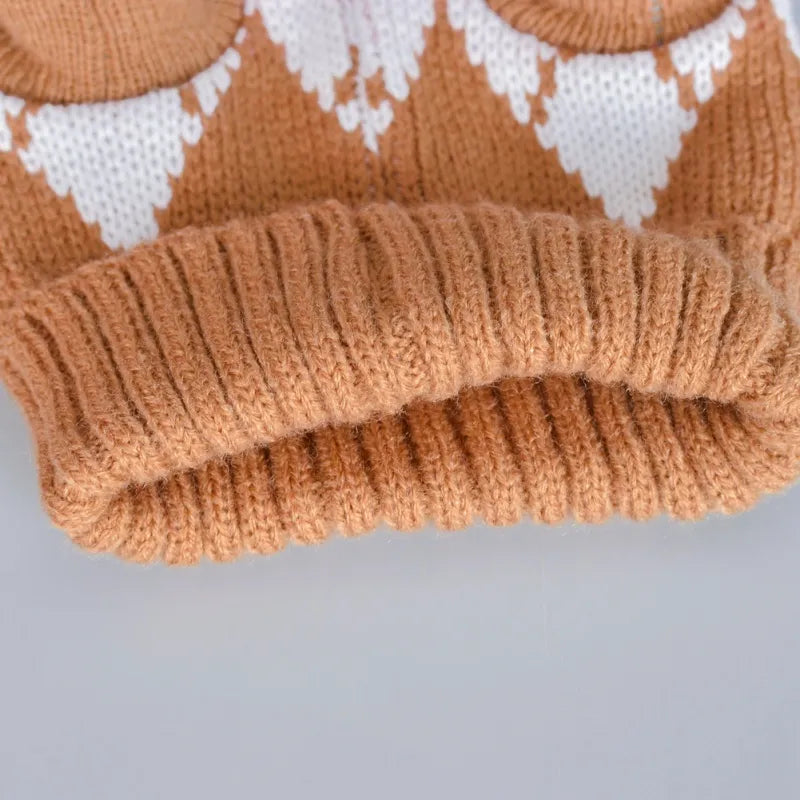 Argyle Dog Sweater - Caramel
