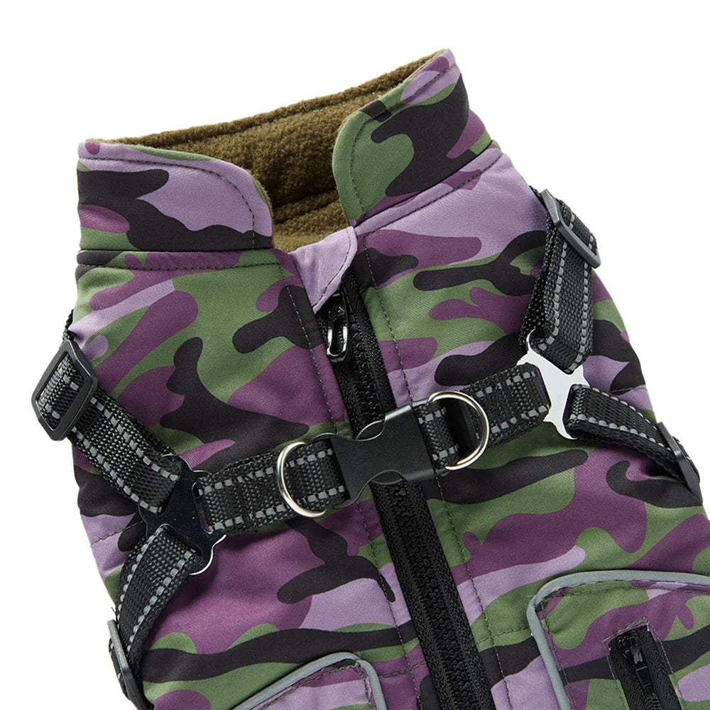 Camouflage Waterproof Winter Dog Vest - Purple
