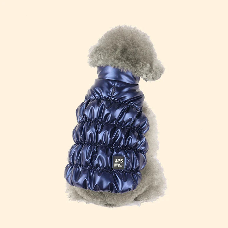 Ruched Metallic Waterproof Dog Vest - Silver