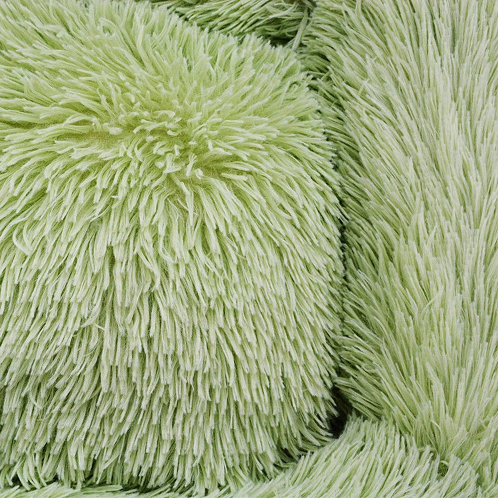 Plush Faux Fur Dog Bed - Green