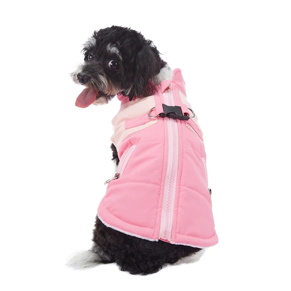 Color-Block Winter Dog Vest - Pink