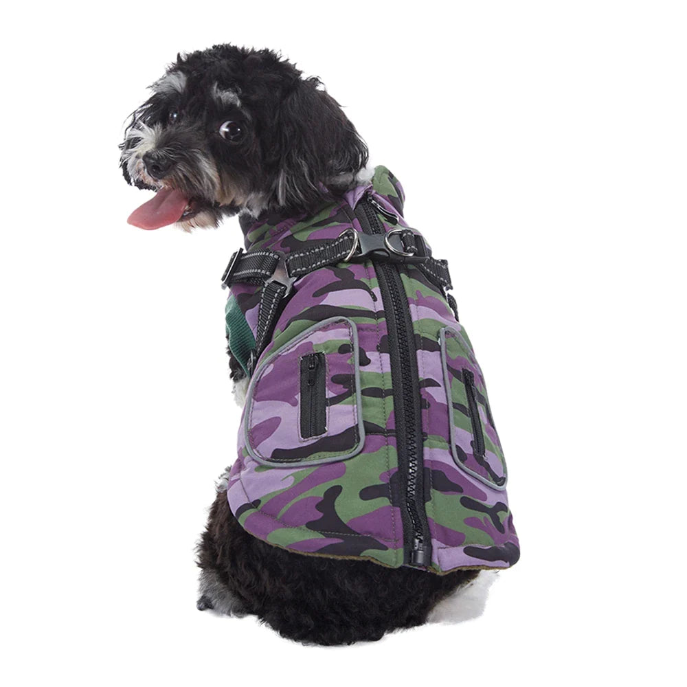 Camouflage Waterproof Winter Dog Vest - Purple