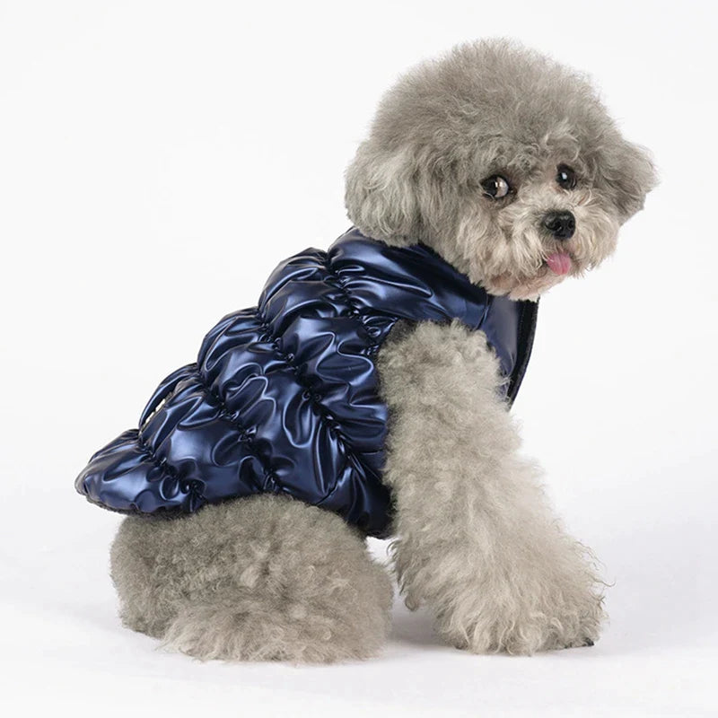 Ruched Metallic Waterproof Dog Vest - Silver