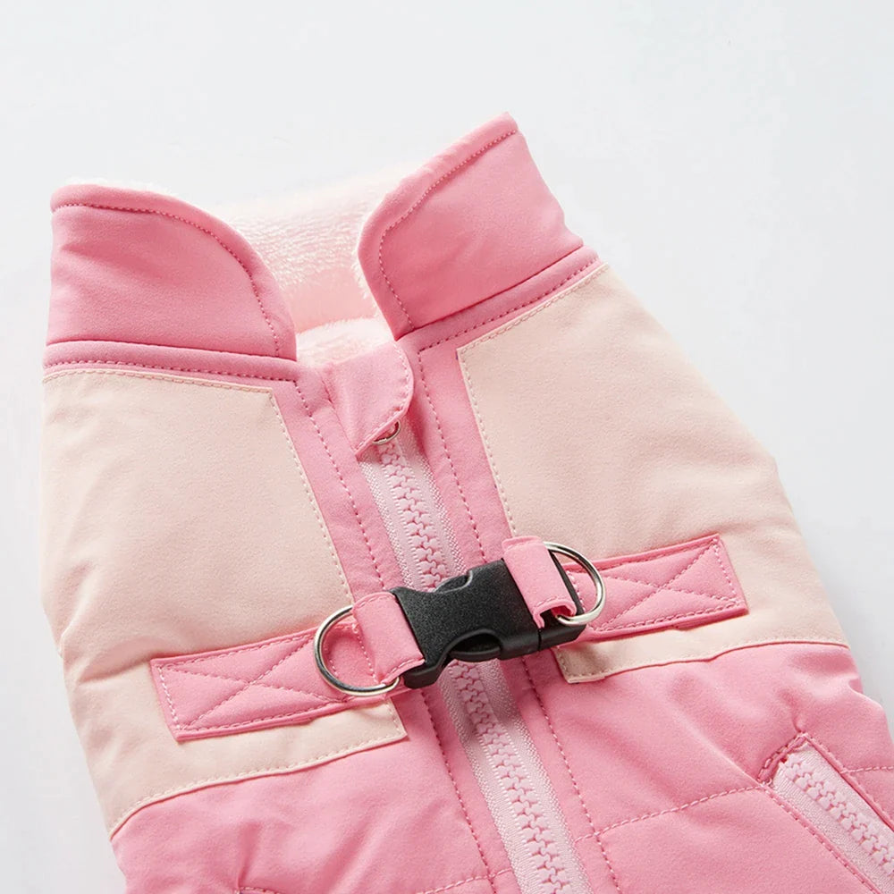 Color-Block Winter Dog Vest - Pink