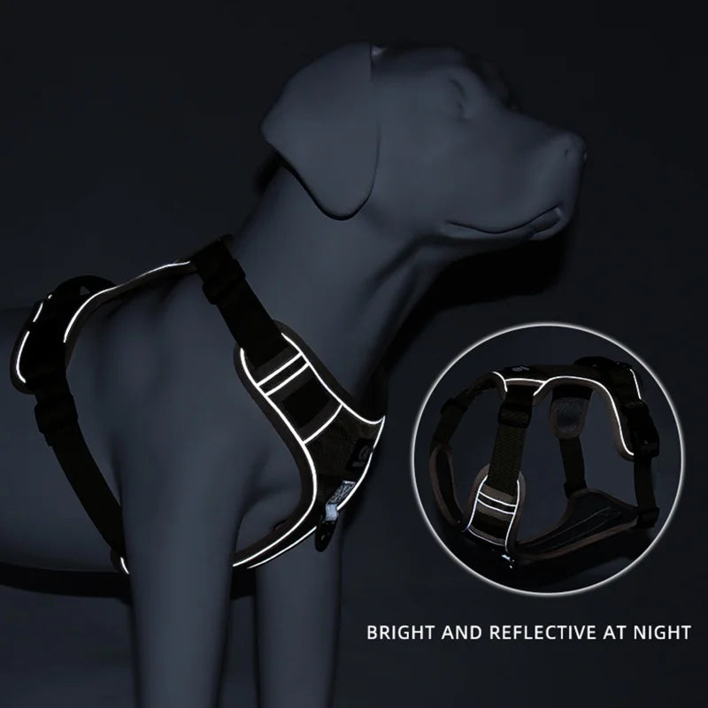 No-Pull Reflective Dog Harness - Khaki